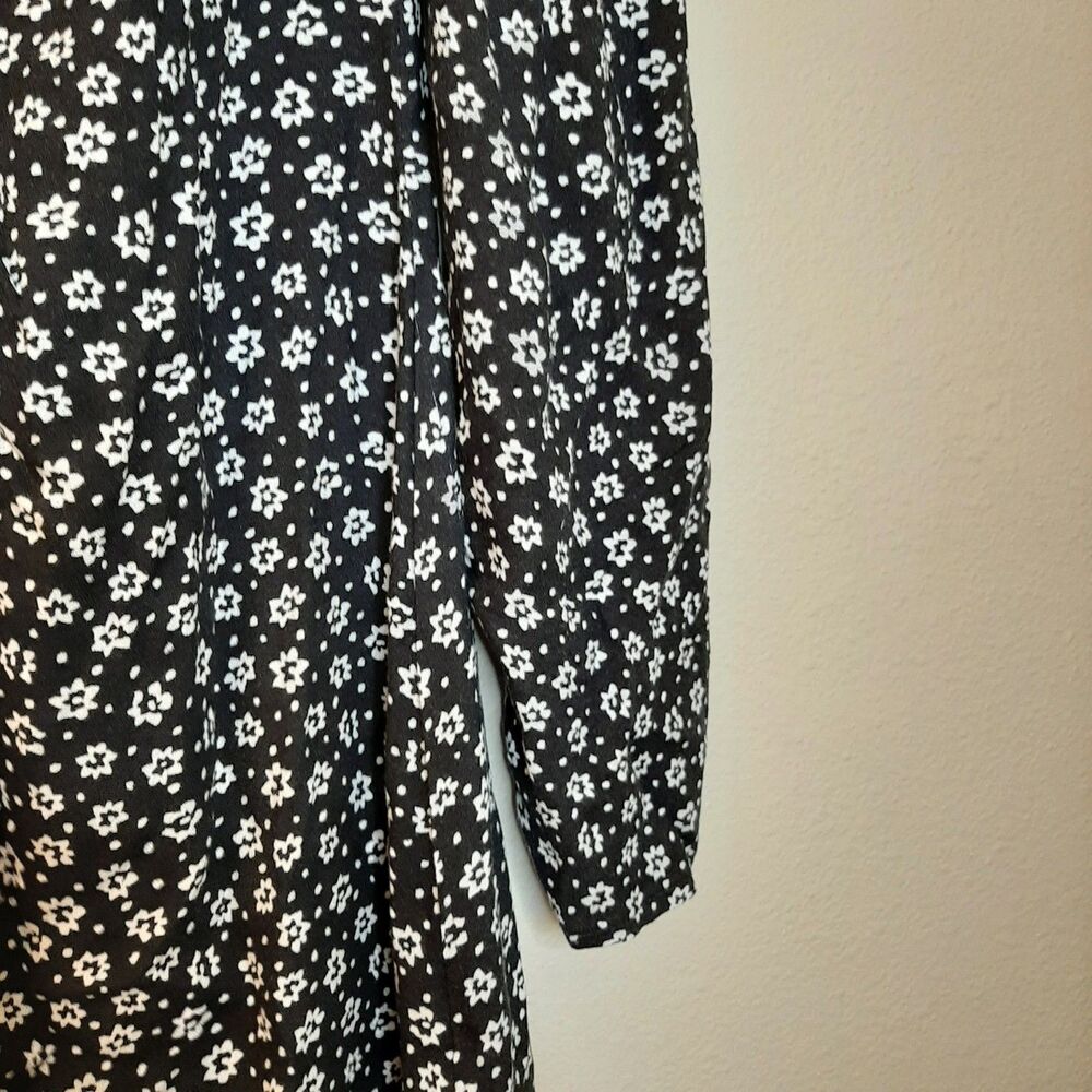 NEW AFRM Nordstrom Madsen Dress Black Women Size M Long Sleeve Ditsy Floral Slit - Picture 6 of 14